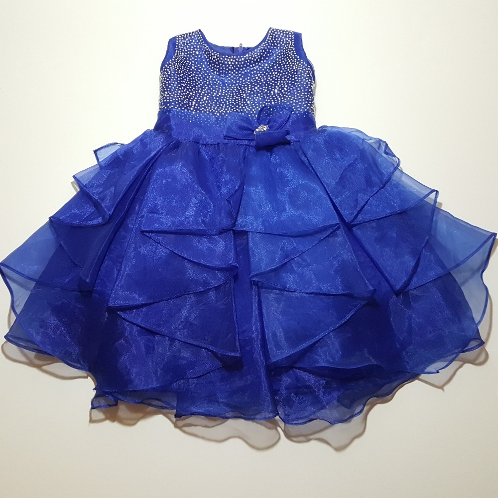 Shanil Flower Girl Dress Size 4T Blue Rhimestoned